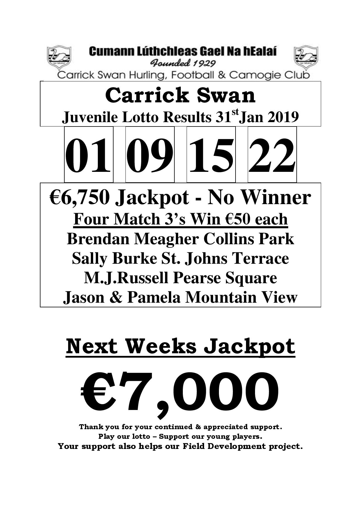 lotto results 19th january 2019