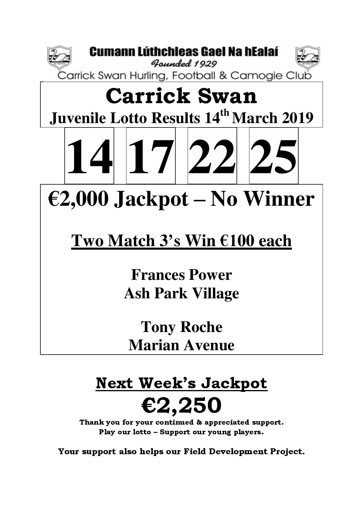 lotto result 22 march 2019