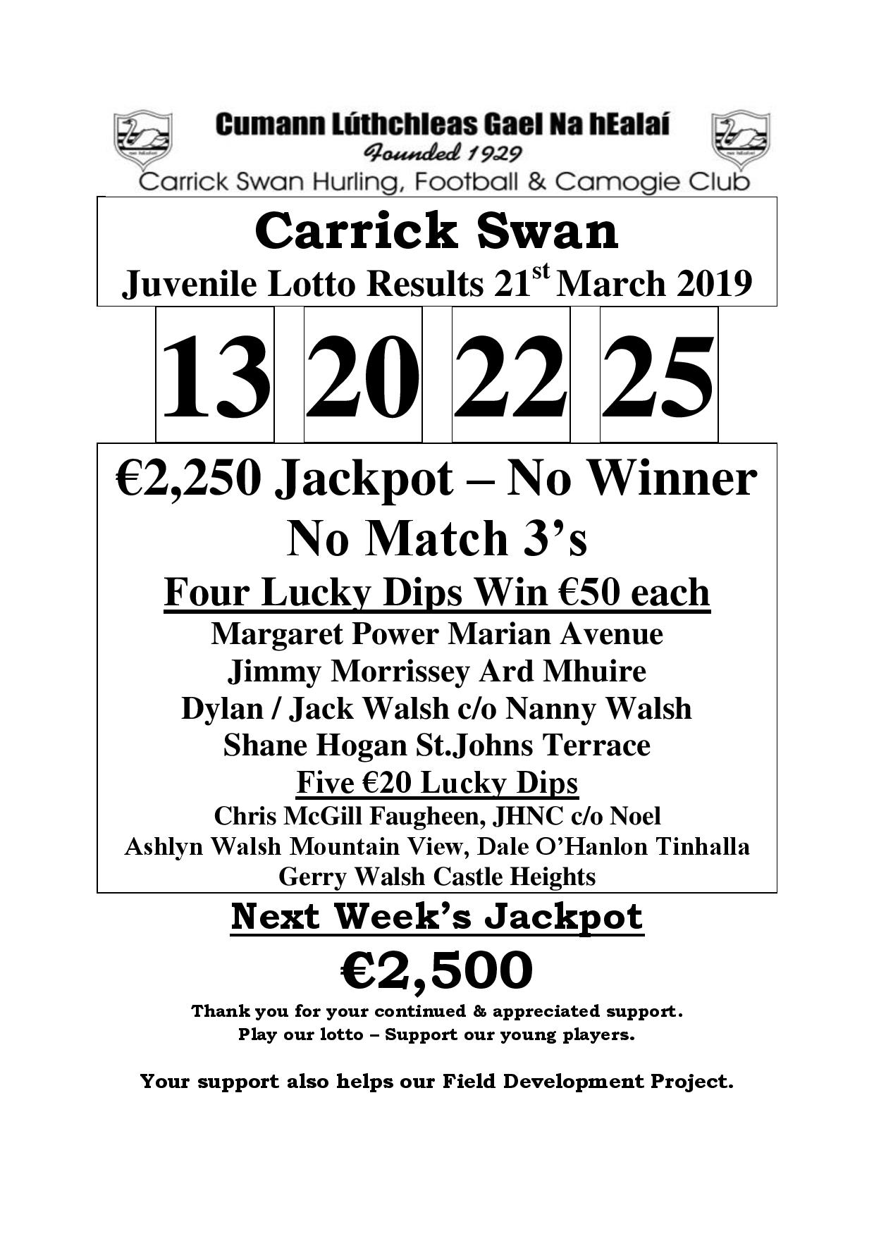 lotto numbers 20 march 2019
