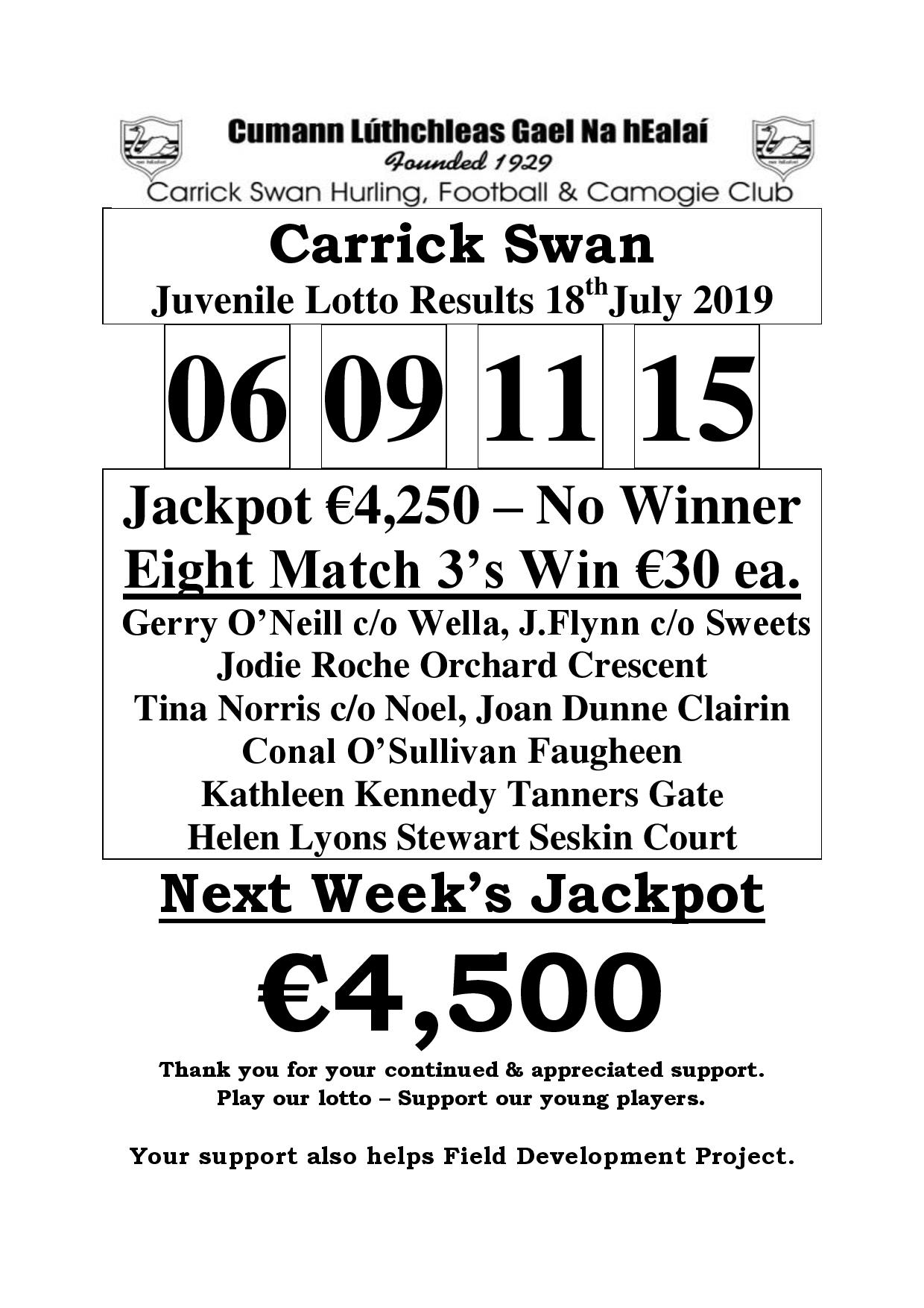 lotto result 18 july 2019