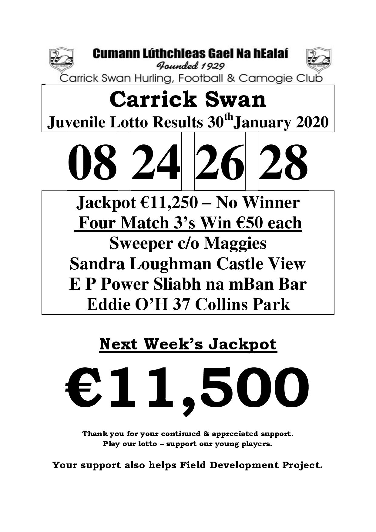 30 january lotto results