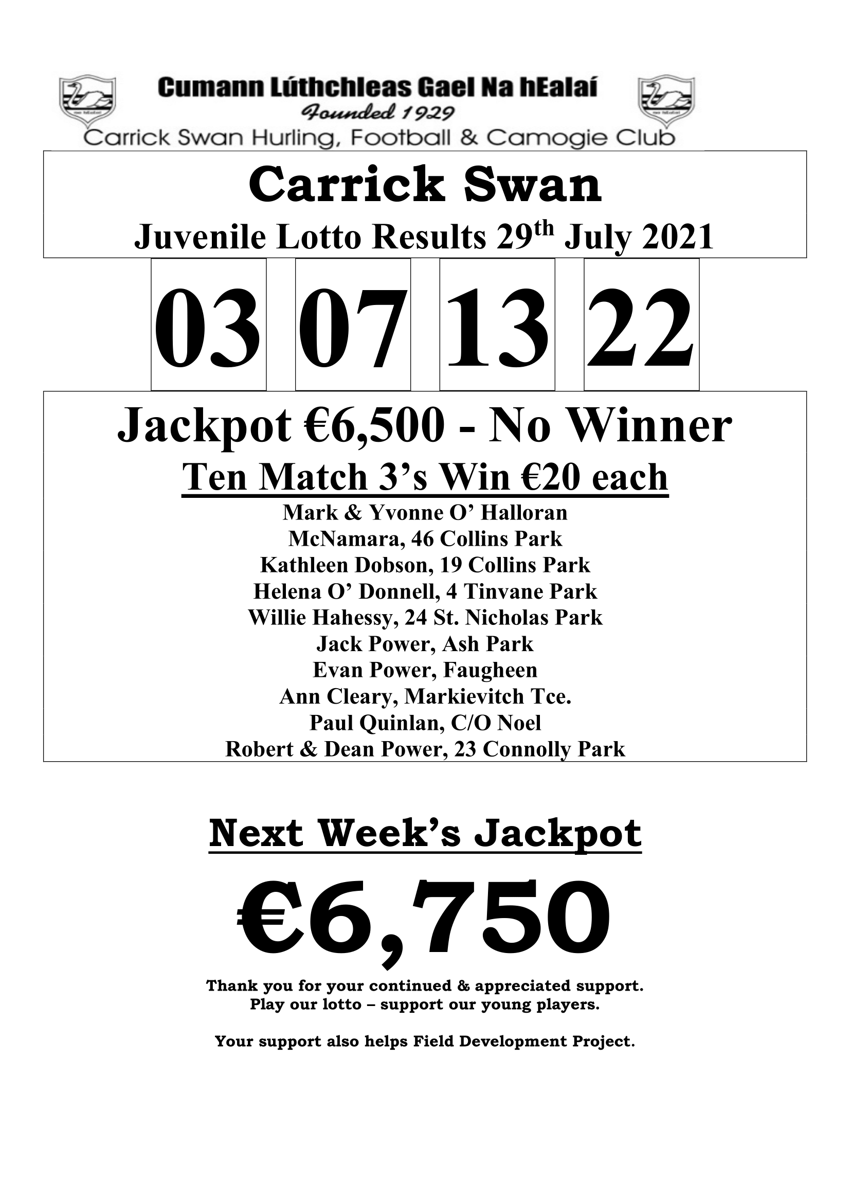 Lotto result july sale 29